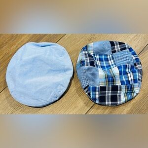 JANIE & JACK Kids Blue and Plaid NEWSBOY Caps Set!  Like new!  Size 6-8.